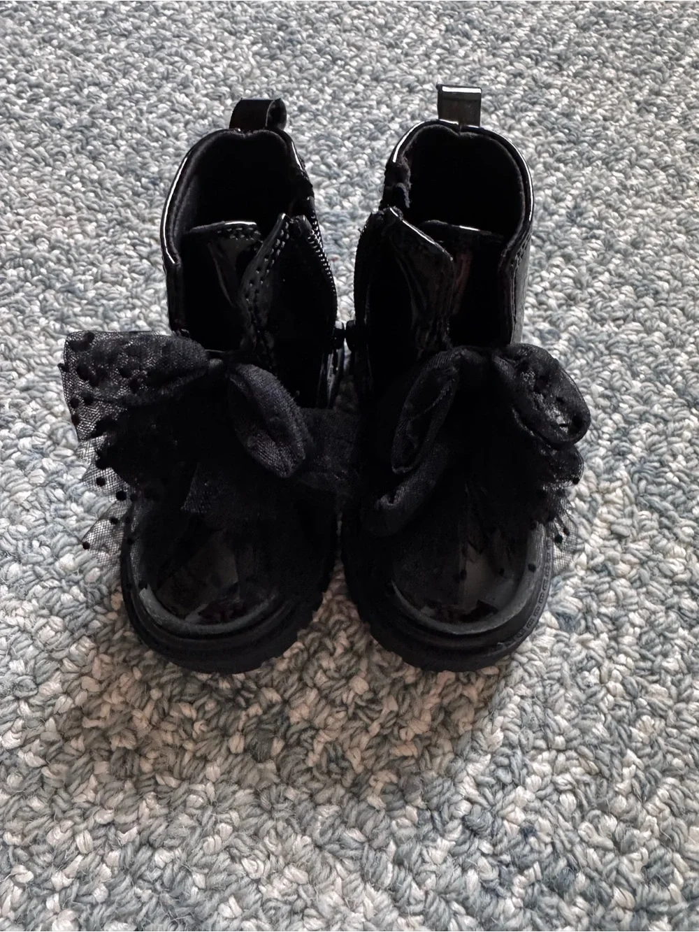 Jessica Simpson Black Tulle Bow Ankle Boots for Kids